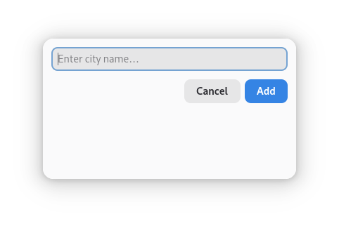 Add City Dialog